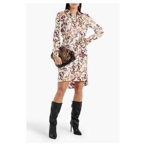 DIANE VON FURSTENBERG Prita Printed Silk-twill Mini Shirt Dress Size 12 DVF
